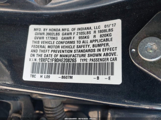19XFC1F90HE208265 Honda l15b7