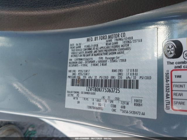 2007 FORD MUSTANG 1ZVFT80N775363725 Photo 8