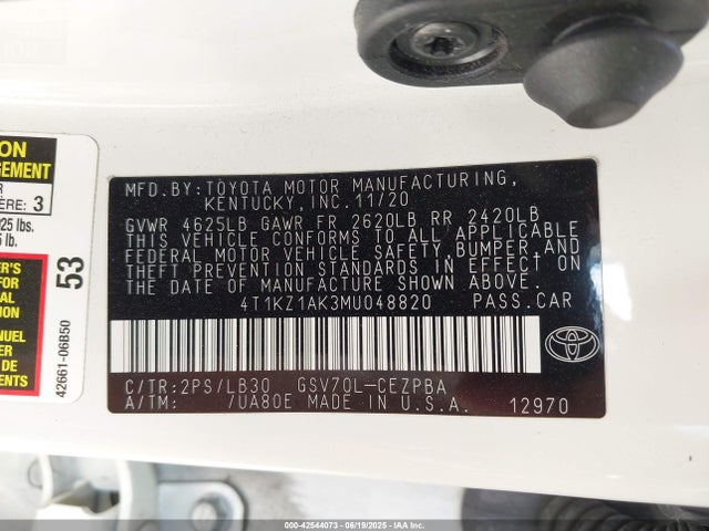 4T1KZ1AK3MU048820 Toyota 2gr-fks