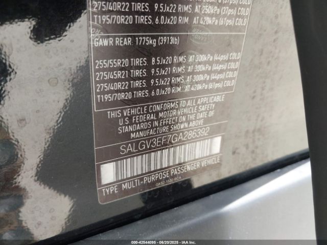 2016 LAND ROVER RANGE ROVER SALGV3EF7GA286392 Photo 8