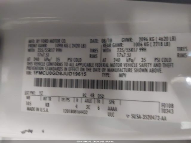 2018 FORD ESCAPE 1FMCU0GD8JUD19615 Photo 8