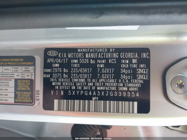 5XYPG4A3XJG339354 KIA gdi theta-ii