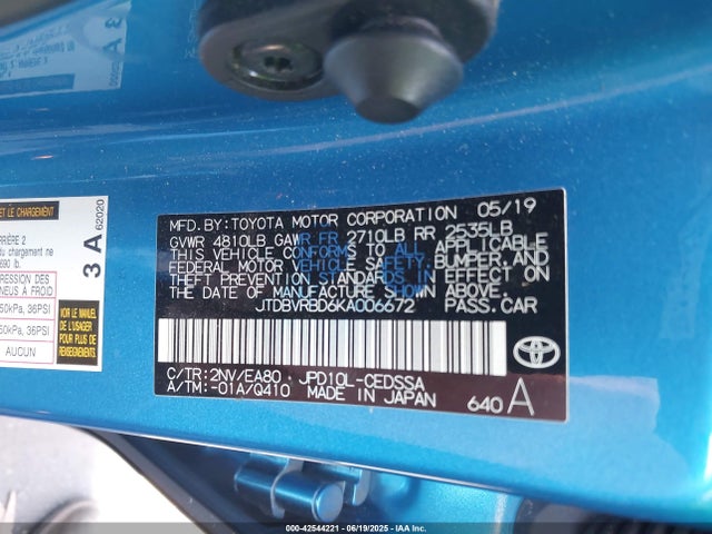 Toyota 4jm 2019 JTDBVRBD6KA006672 Image 9