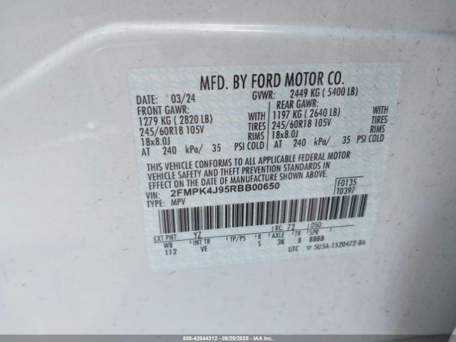 2024 FORD EDGE 2FMPK4J95RBB00650 Photo 8