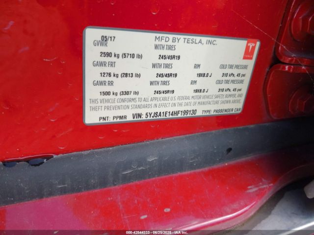 2017 TESLA MODEL S 5YJSA1E14HF199130 Photo 8