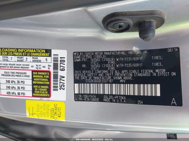 Toyota 2gr-fks 2014 5TDZK3DC6ES507187 Image 9