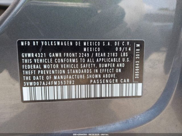 2015 VOLKSWAGEN JETTA 3VWD07AJ4FM353782 Photo 8