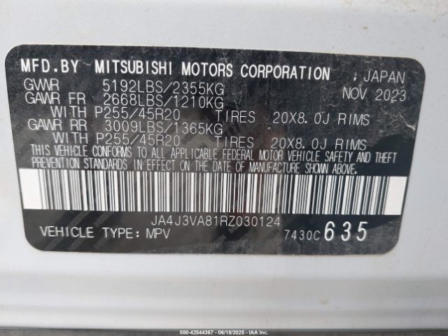 2024 MITSUBISHI OUTLANDER JA4J3VA81RZ030124 Photo 8