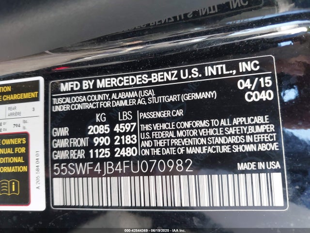 55SWF4JB4FU070982 Mercedes-Benz 2015