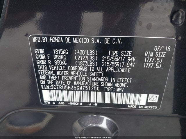 3CZRU5H35GM751250 Honda r18z9
