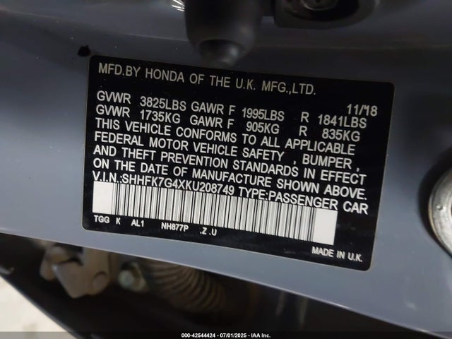 SHHFK7G4XKU208749 Honda l15ba