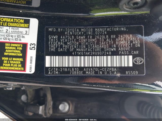 2024 TOYOTA CAMRY 4T1K61AK2RU907248 Photo 8