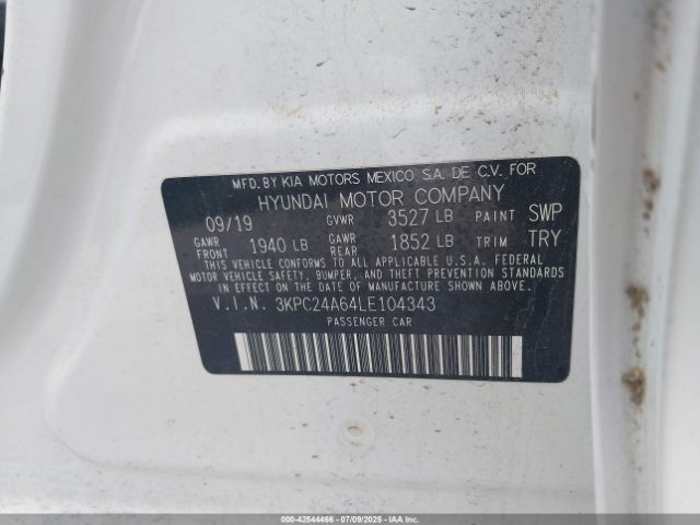 2020 HYUNDAI ACCENT 3KPC24A64LE104343 Photo 8