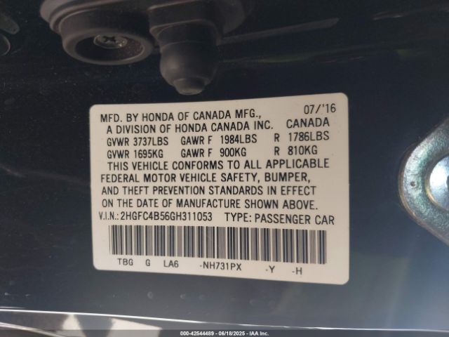 2HGFC4B56GH311053 Honda k20c2