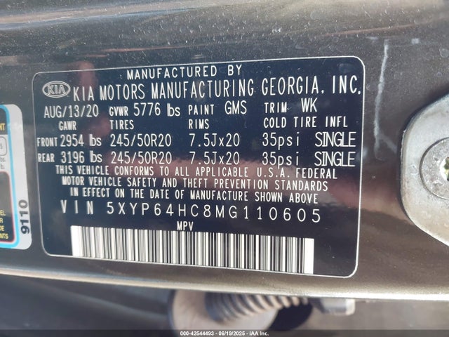 5XYP64HC8MG110605 KIA kmc gdi lambda-ii