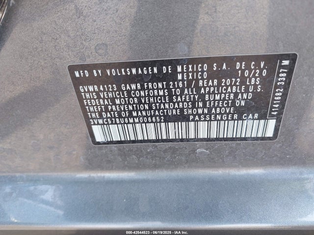 3VWC57BU6MM006652 Volkswagen tsi