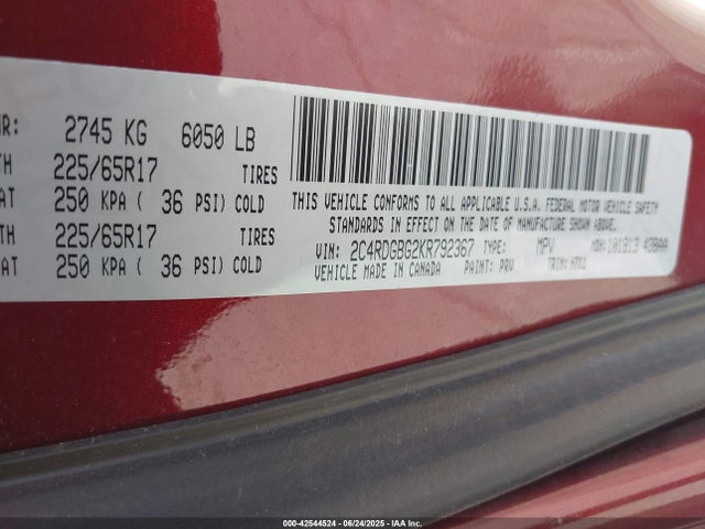 Dodge Grand Caravan 2019 2C4RDGBG2KR792367 Image 9