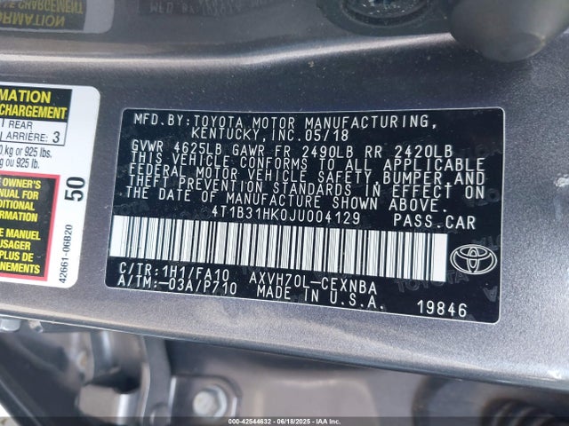 4T1B31HK0JU004129 Toyota a25a-fxs port+direct