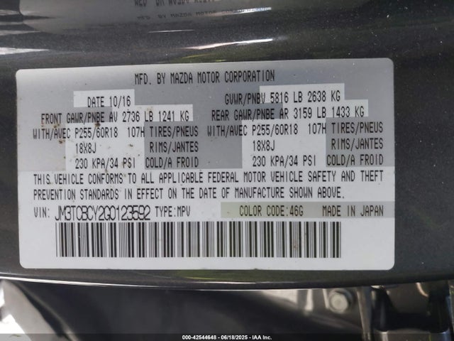 Mazda py 2016 JM3TCBCY2G0123592 Image 9