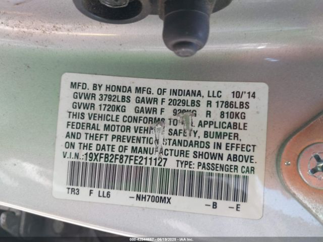 19XFB2F87FE211127 Honda r18z1