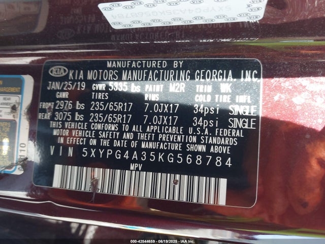 5XYPG4A35KG568784 KIA gdi theta-ii