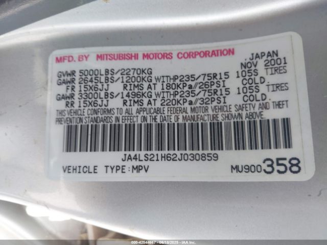 2002 MITSUBISHI MONTERO SPORT JA4LS21H62J030859 Photo 8