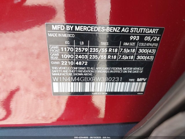 W1N4M4GBXRW380231 Mercedes-Benz m260