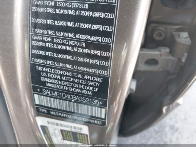 2011 LAND ROVER RANGE ROVER SALME1D40BA352135 Photo 8