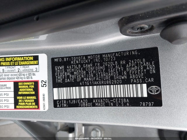 4T1G11AK6RU862920 Toyota a25a-fks
