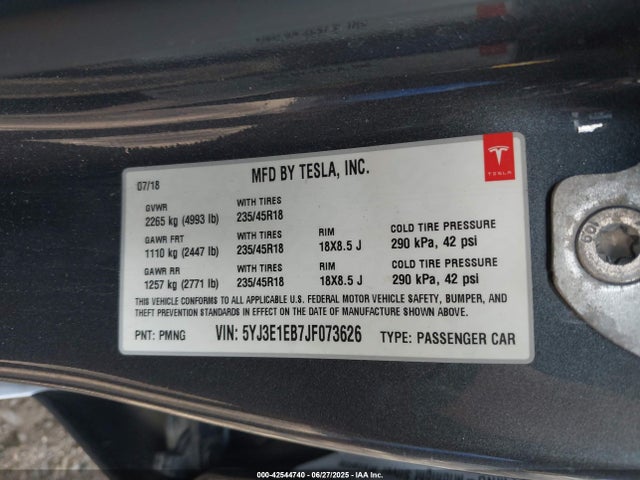2018 TESLA MODEL 3 5YJ3E1EB7JF073626 Photo 8
