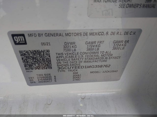 3GCUYEED1MG358762 Chevrolet l84 - di, alum, gen 5, var 2
