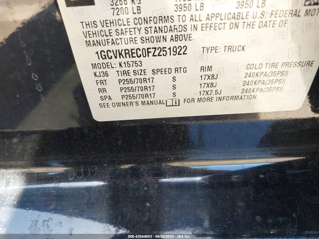 1GCVKREC0FZ251922 Chevrolet l83 - vvt, active fuel management, aluminum