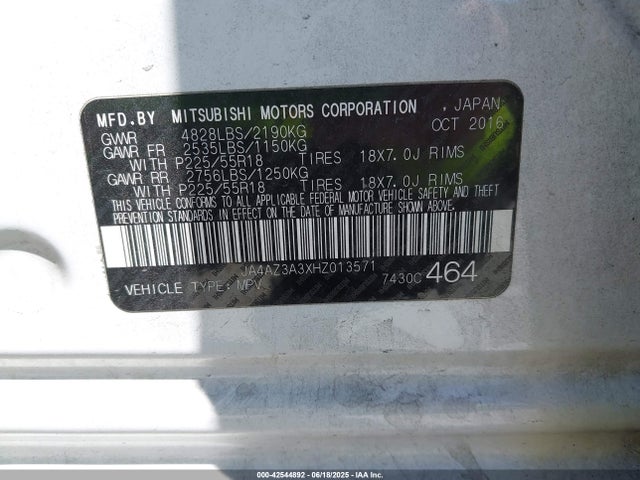 2017 MITSUBISHI OUTLANDER JA4AZ3A3XHZ013571 Photo 8
