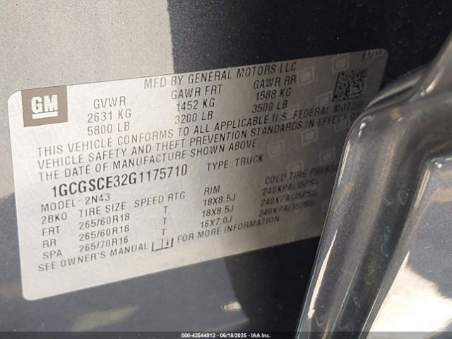 1GCGSCE32G1175710 Chevrolet lfx - sidi, vvt, e85 max, aluminum