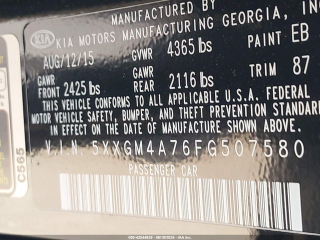 5XXGM4A76FG507580 KIA dohc gdi theta ii