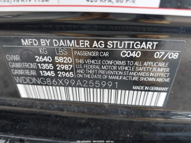 2009 MERCEDES-BENZ S 550 WDDNG86X99A255991 Photo 8