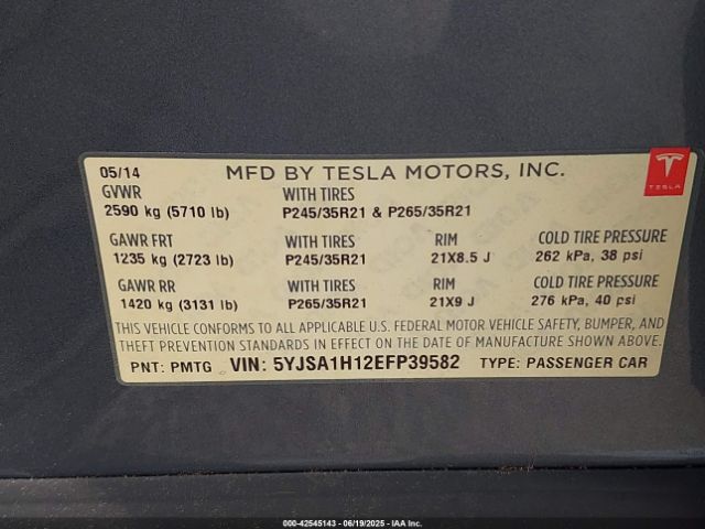 5YJSA1H12EFP39582 Tesla MODEL S