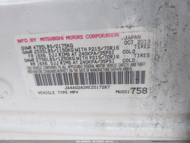 2014 MITSUBISHI OUTLANDER JA4AD2A3XEZ017267 Photo 8