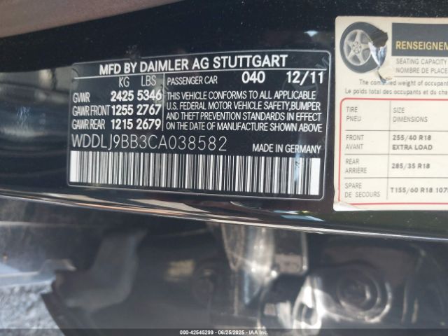 2012 MERCEDES-BENZ CLS 550 WDDLJ9BB3CA038582 Photo 8
