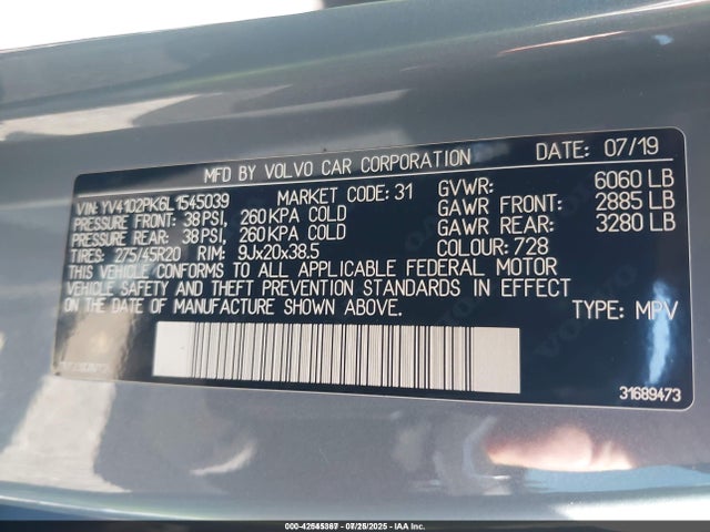 2020 VOLVO XC90 YV4102PK6L1545039 Photo 8