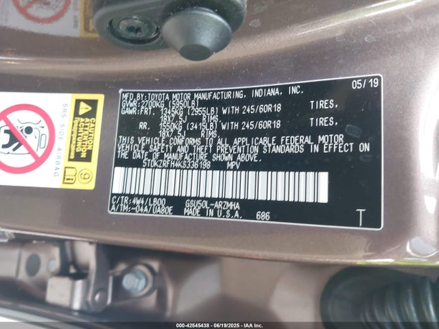 5TDKZRFH4KS336198 Toyota 2gr-fks