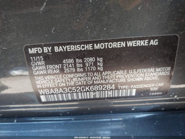 2016 BMW 320I WBA8A3C52GK689284 Photo 8