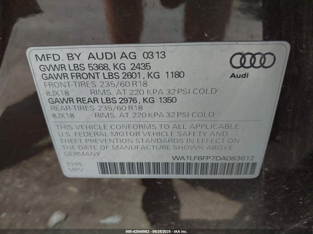 2013 AUDI Q5 WA1LFBFP7DA083612 Photo 8