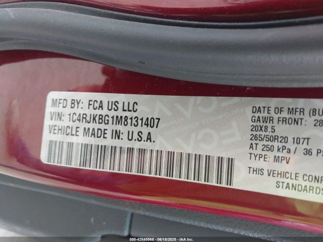 2021 JEEP GRAND CHEROKEE L 1C4RJKBG1M8131407 Photo 8
