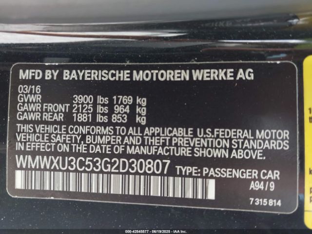 2016 MINI HARDTOP WMWXU3C53G2D30807 Photo 8