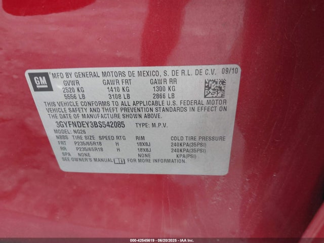 2011 CADILLAC SRX 3GYFNDEY3BS542085 Photo 8