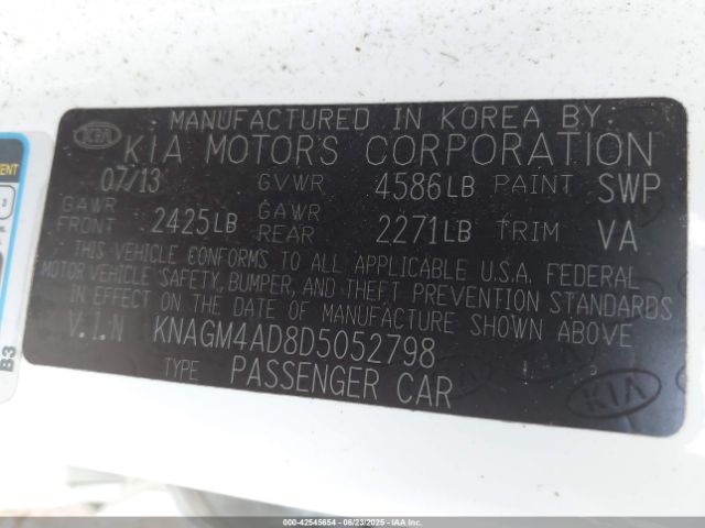 2013 KIA OPTIMA HYBRID KNAGM4AD8D5052798 Photo 8