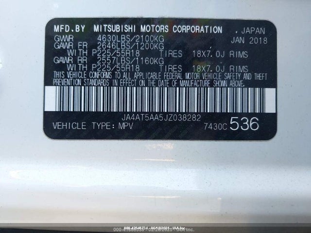 JA4AT5AA5JZ038282 Mitsubishi tc/ic mivec