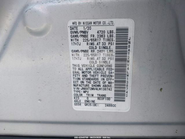 2020 NISSAN ROGUE JN8AT2MV4LW138742 Photo 8