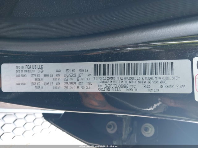 RAM 1500 2020 1C6SRFJT8LN308865 Image 9